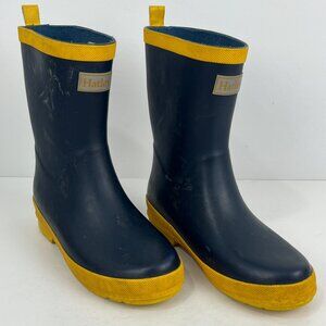 Hatley Kids Rain Boots Size 3 Blue Rubber Mid Calf Round Toe Block Heel 1in